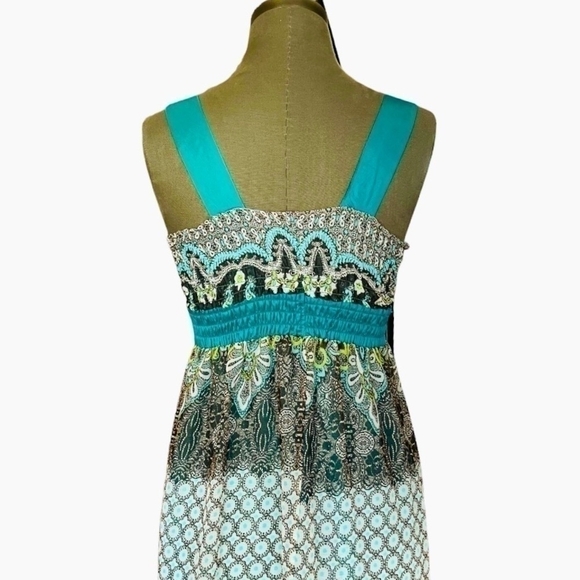 EVA ALEXANDER London V-Neck Multicolor Print Sleeveless Sheer Women’s Maxi Dress - Picture 8 of 11